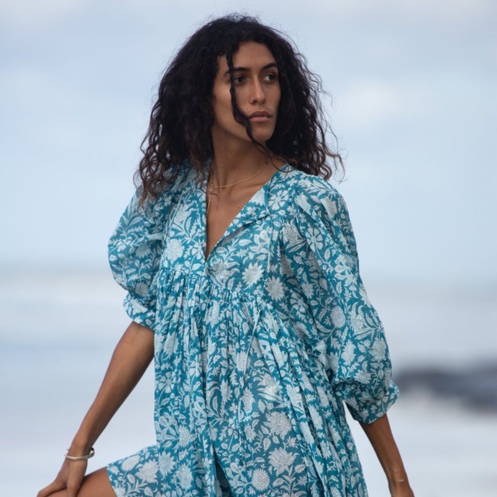 Daughters of India Kyra Mini Dress in Ocean Blue NWOT